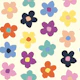 Bright Daisy colourful flowers on cream