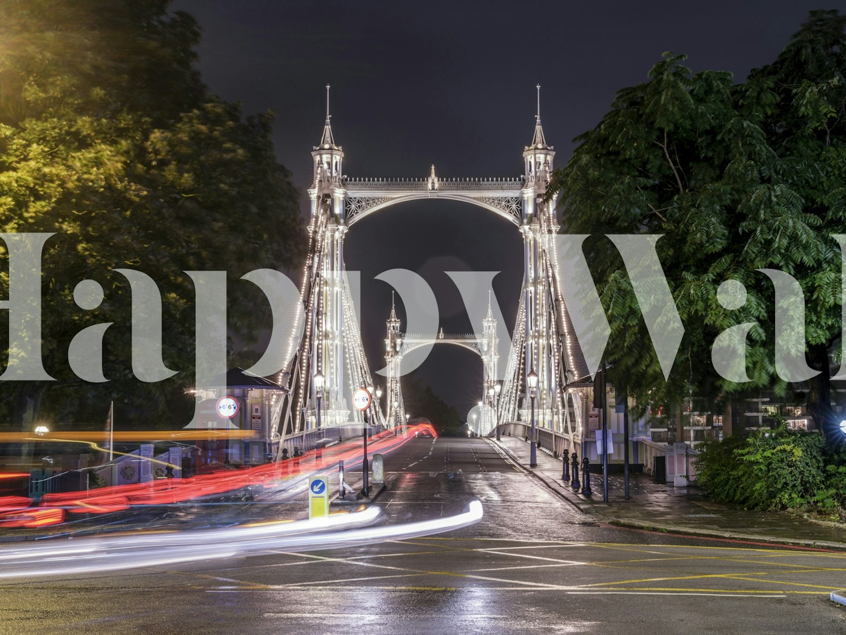 Albert Bridge Aglow wallpaper in a room