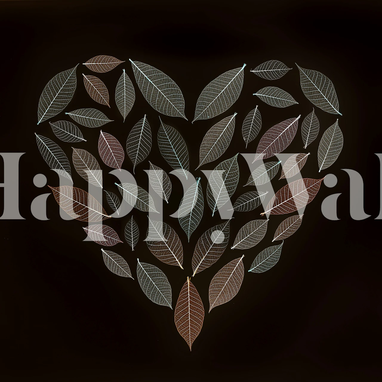 Leaves heart wallpaper design in a room