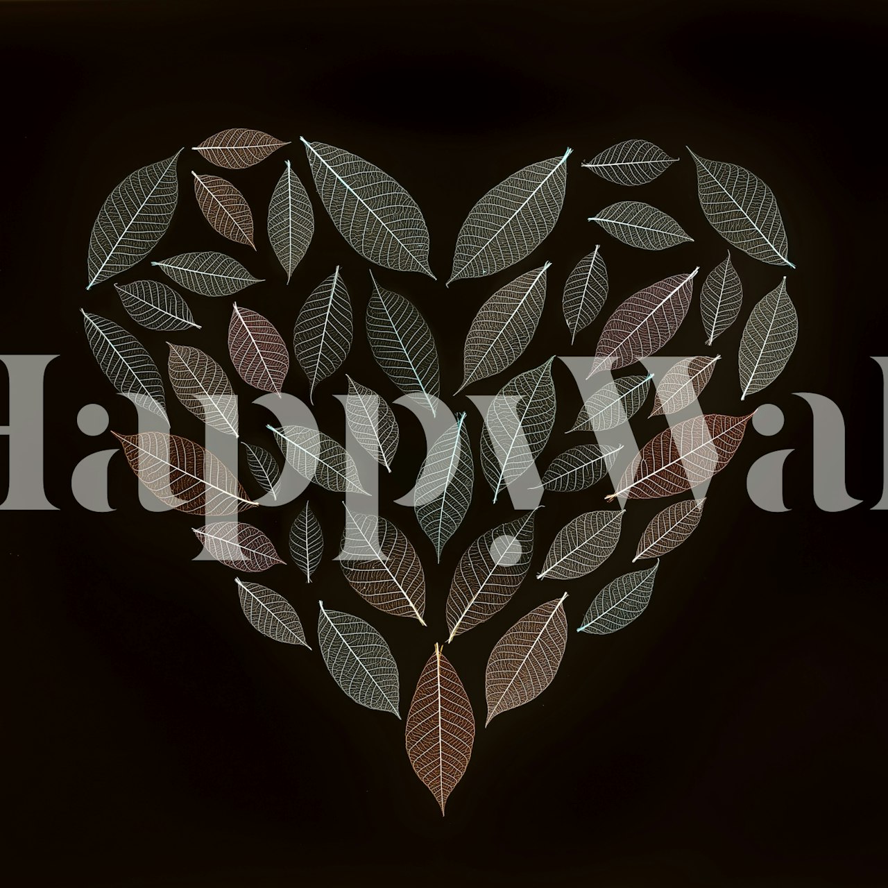 Leaves heart wallpaper design in a room