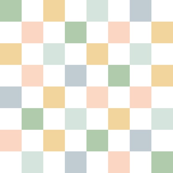 Checker Square Geometric Pastel Green Peach