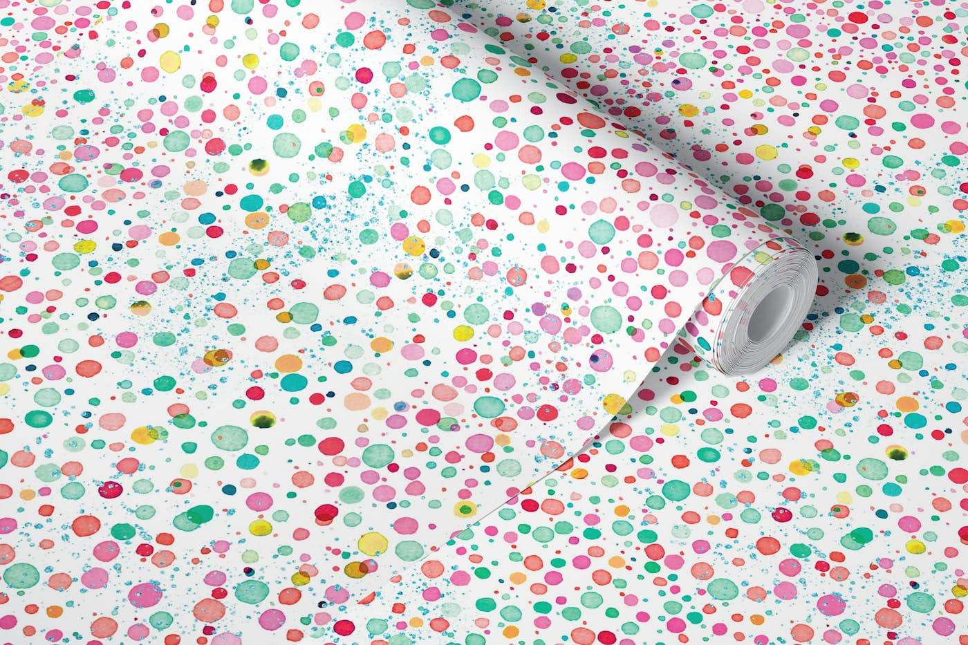 Pink and Green Sprinkles Confetti Bubbles wallpaper roll