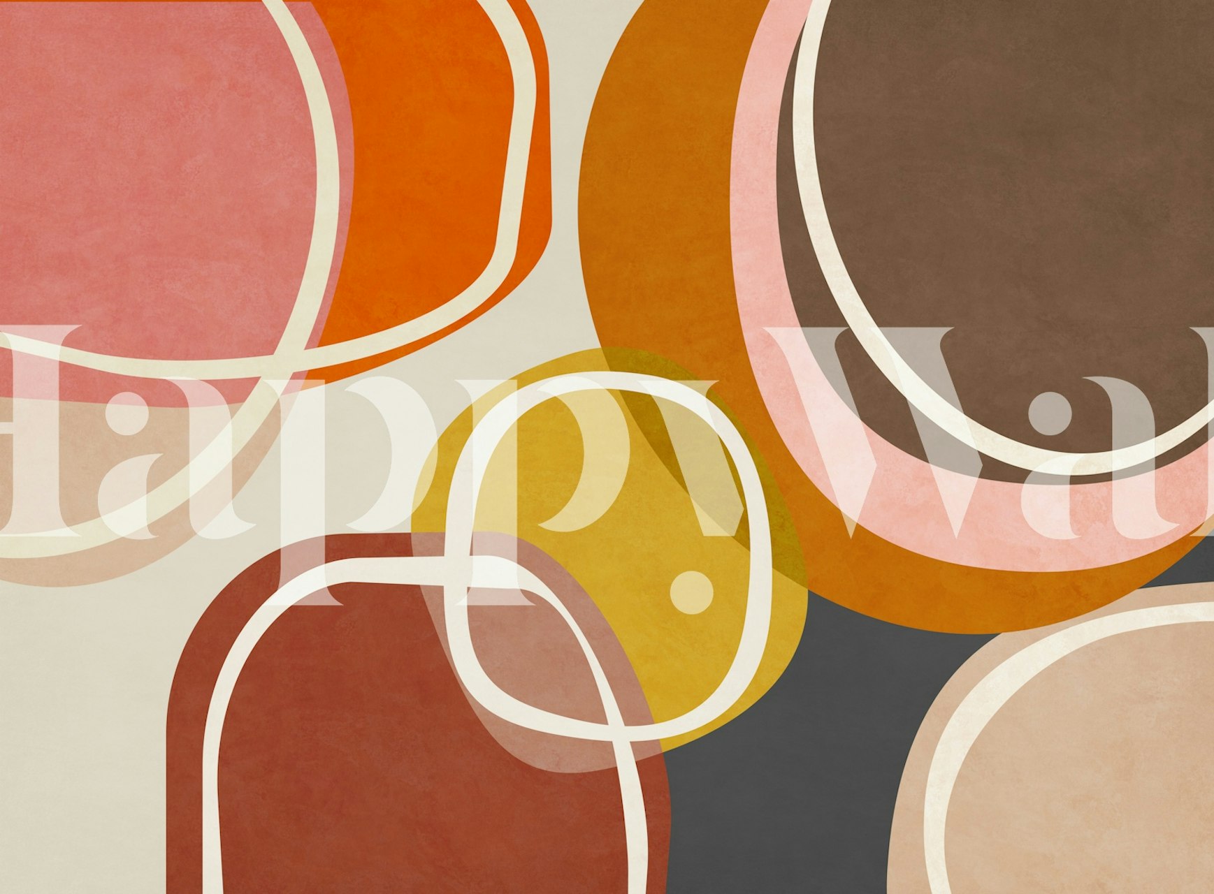 Colorful abstract geometric shapes in pink, orange, and brown wallpaper