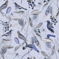 Vintage Magnolia Flowers And Birds Blue wallpaper