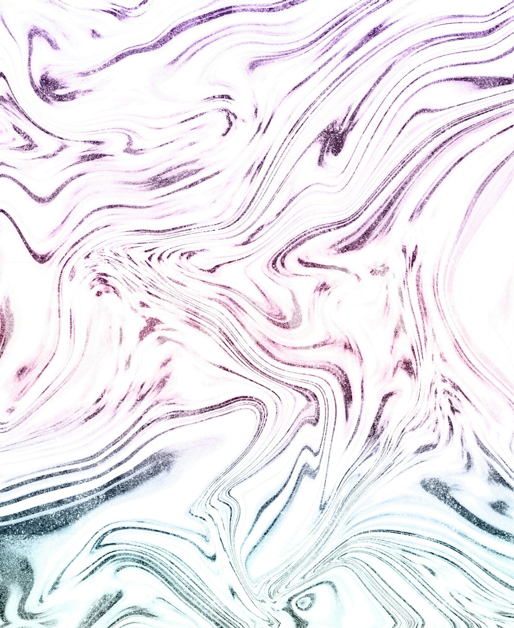 Whimsical unicorn-inspired glitter marble wall mural with swirls of pink, purple, and silver