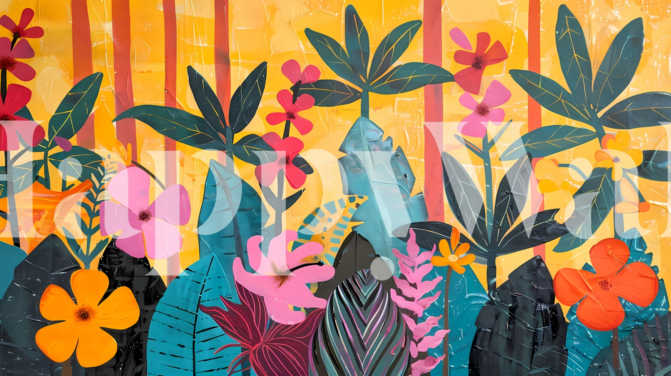 Tropical Garden 12 wallpaper displayed in a room