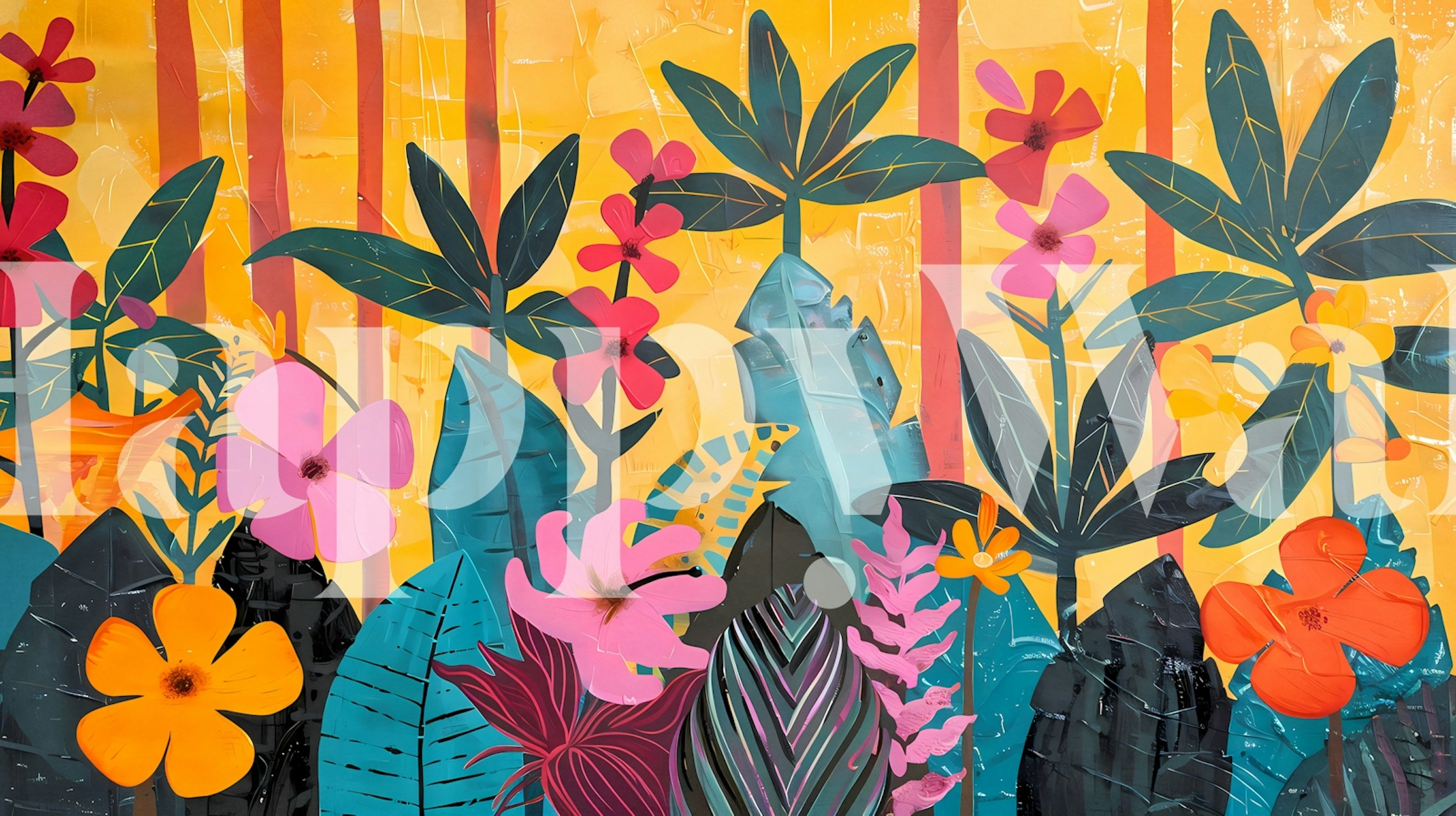 Ταπετσαρία Tropical Garden 12 που εμφανίζεται σε ένα δωμάτιο