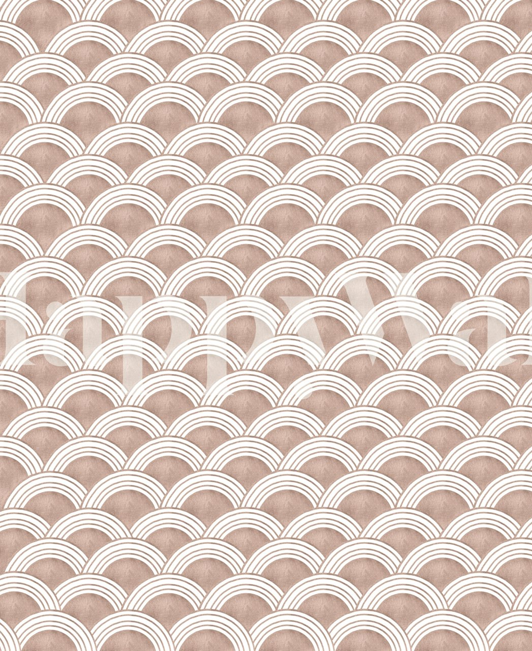 Japanese wave pattern in rose gold and white wallpaper