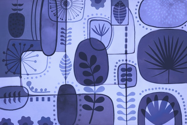 Abstract Botanical Collage Blue