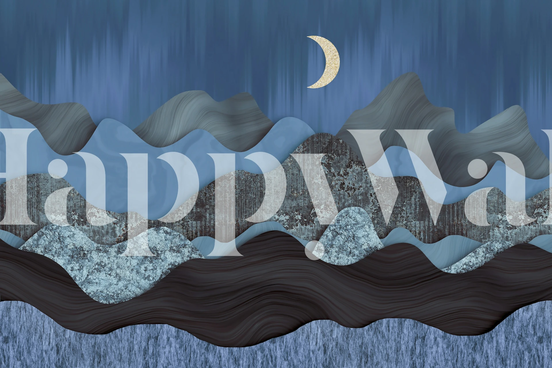 Blue Mountains Landscape Tapete in einem Raum