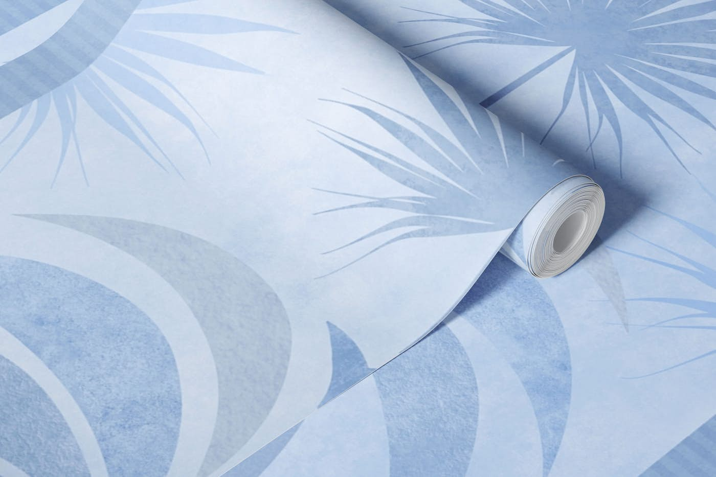 Calm Oasis Palm Tree Reverie Pastel Blue wallpaper roll