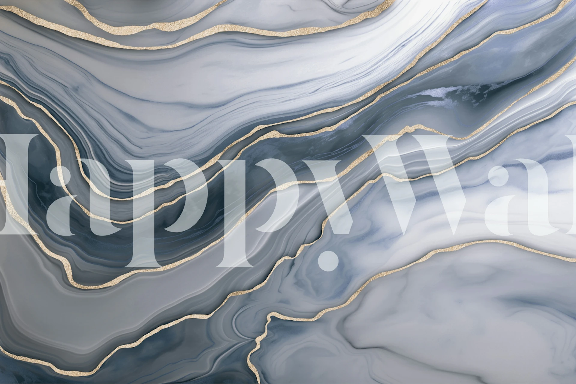 Luxury blue and gold marble pattern wall mural for chic home decor