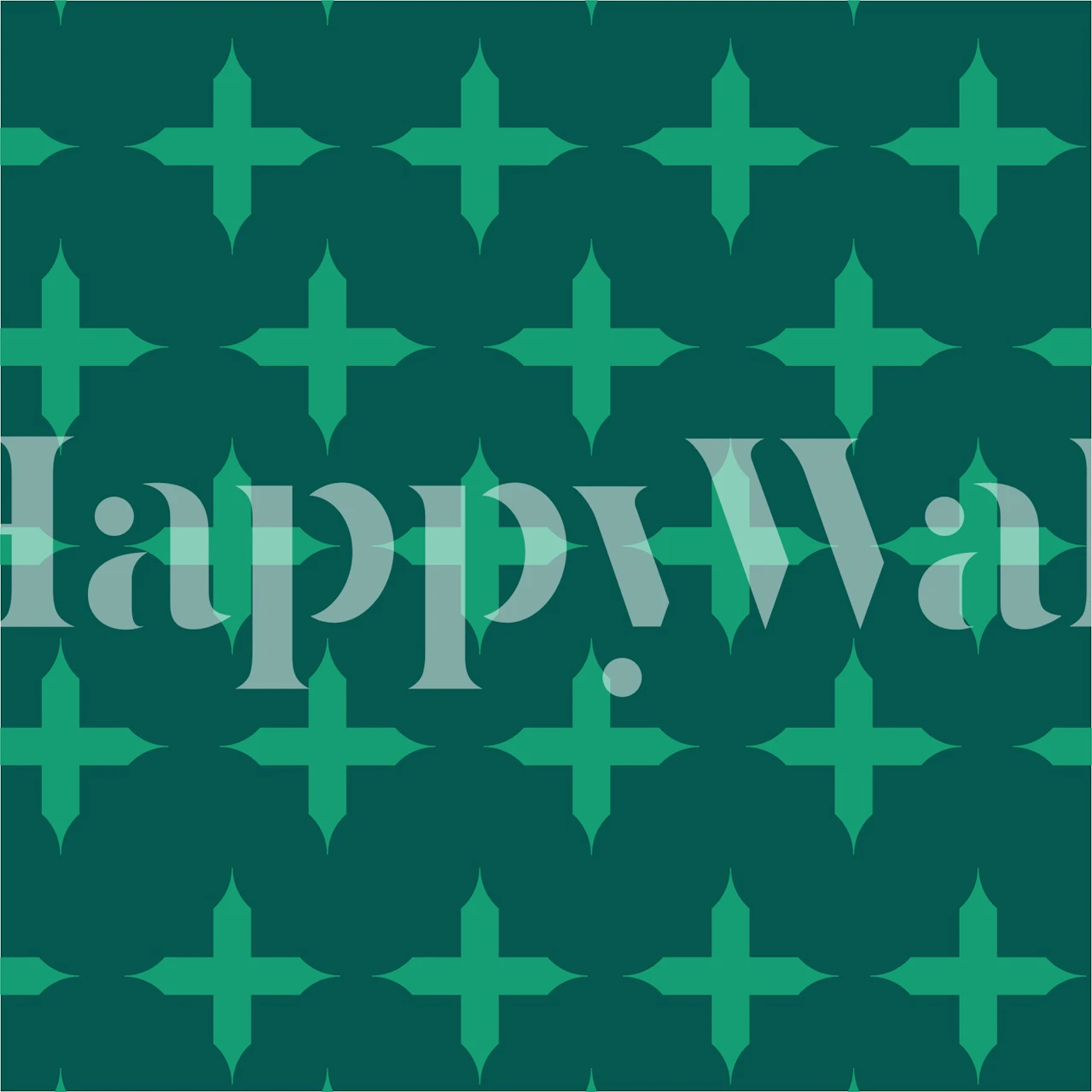 Cross pattern wallpaper in moss green room