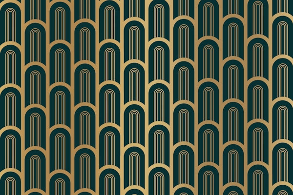Art Deco Luxury Cyan and Gold Columns