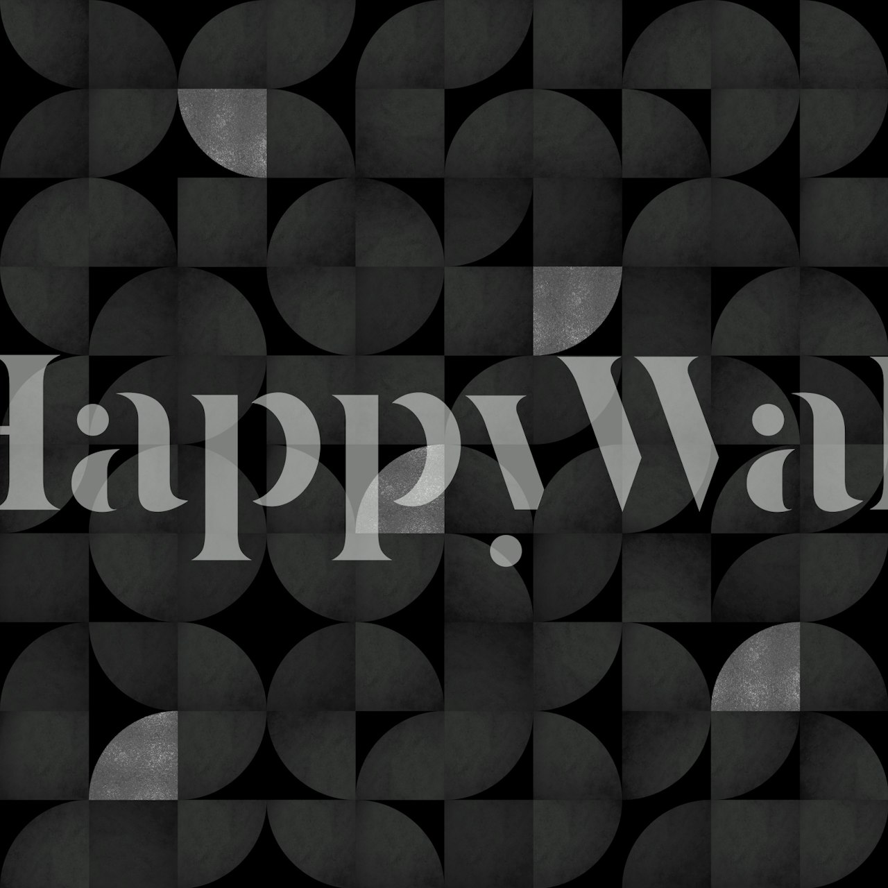 Mid-Century Black and Silver Geometric Pattern Wall Mural