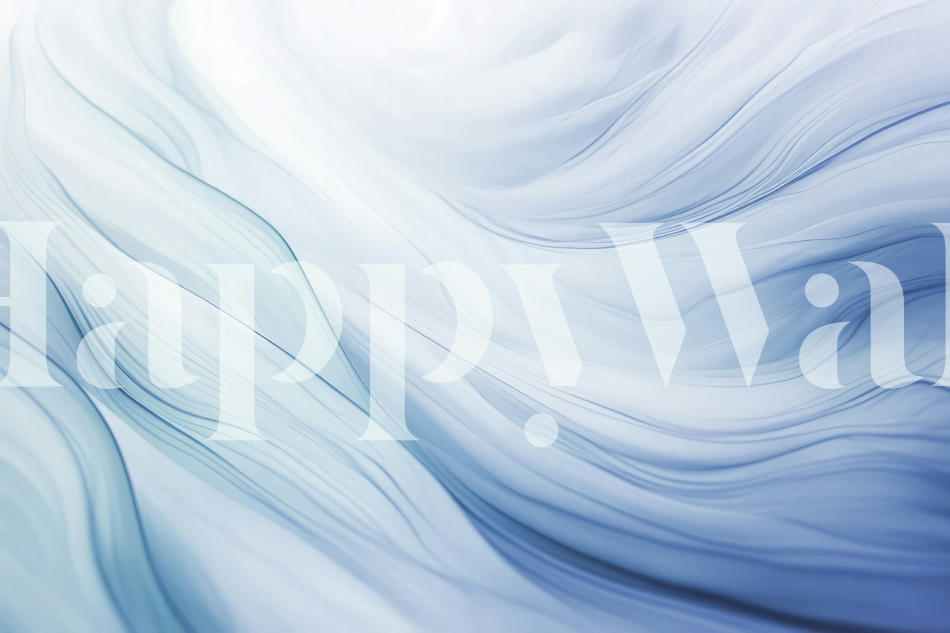 Ethereal blue wave wallpaper in a room