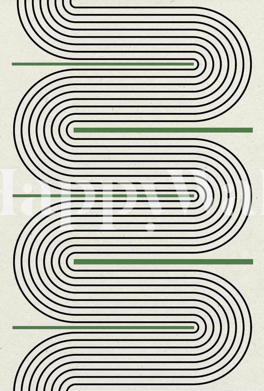 Curved black and green lines on a light background wallpaper