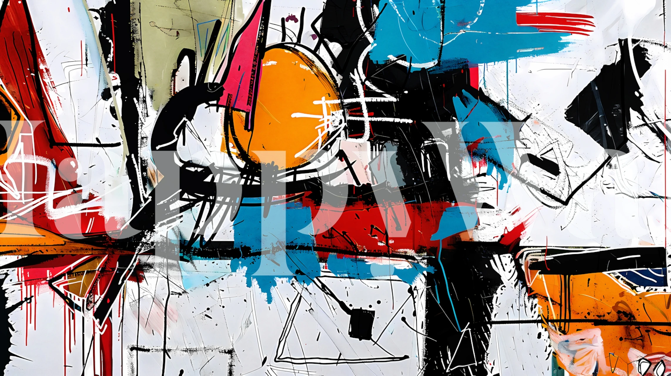 Colorful abstract design with bold lines and shapes wallpaper