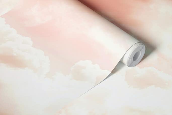 Pastel Tan Blush Peach Sunrise Cloudswallpaper roll