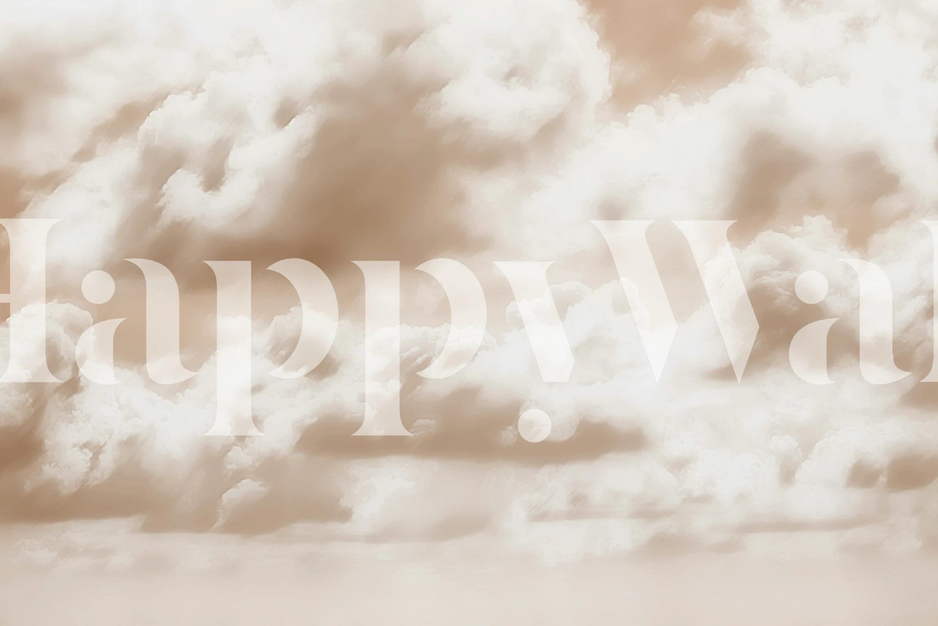 Fluffy Neutral Sunrise Clouds wall mural with soft beige and white tones imitating the peaceful morning sky.