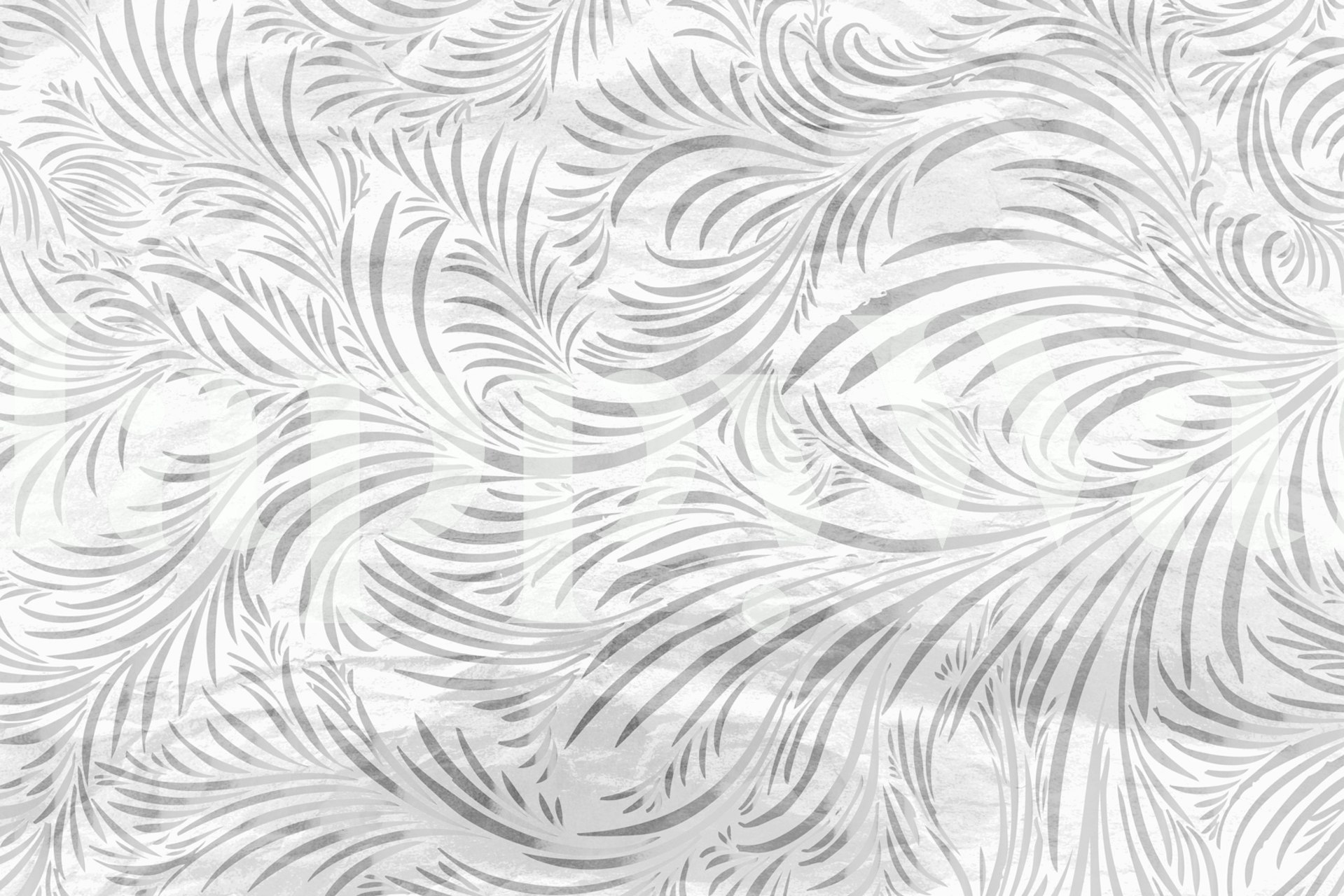 Papel de parede Soft Gray Leaf Branches em um quarto