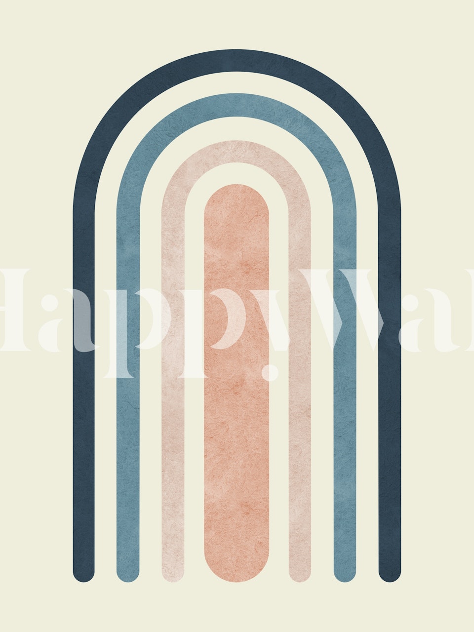 Blauwe en roze regenboog muurschildering met abstract ontwerp