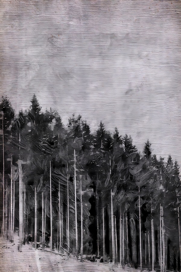 Gray Pine Tree Forest