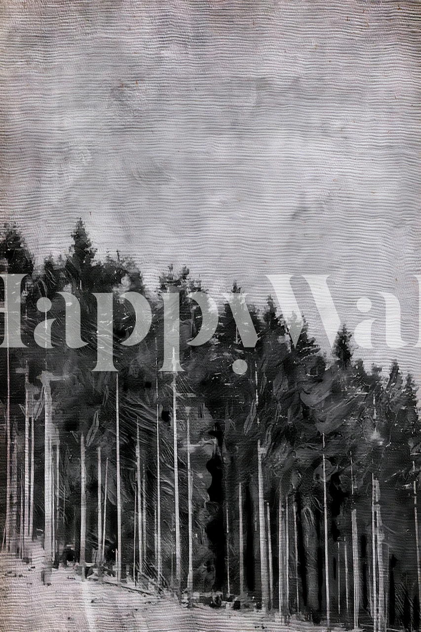 ταπετσαρία Gray Pine Tree Forest σε ένα δωμάτιο