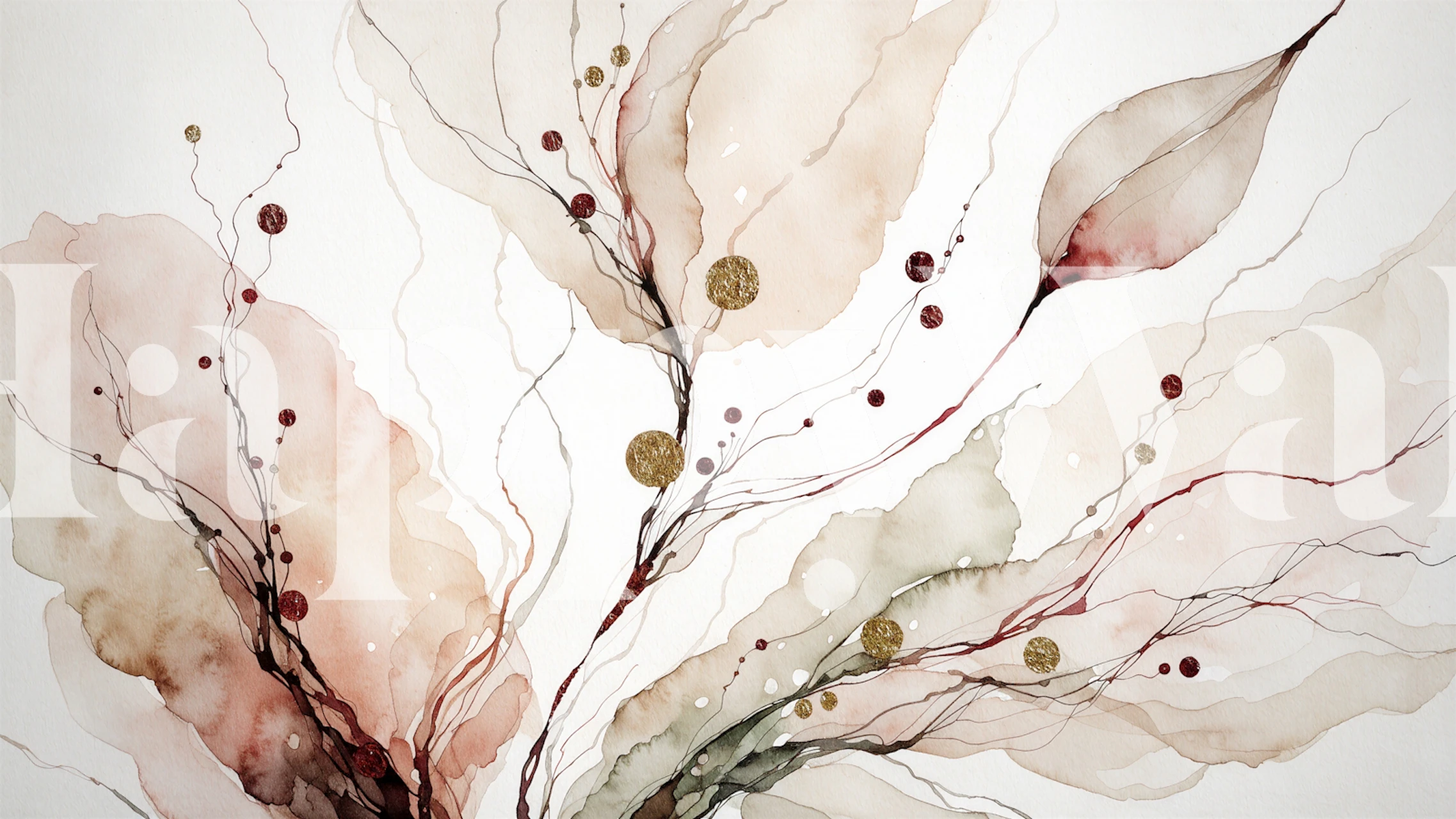 Abstract floral pattern with soft purple and green tones wallpaper