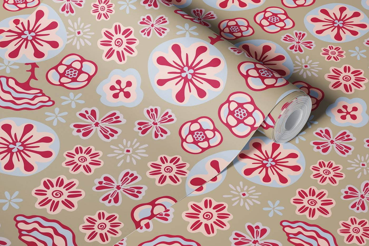 HANA Japanese Floral Botanical - Warm Neutral wallpaper roll