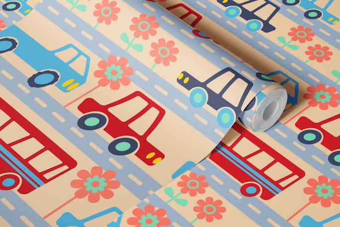 RUSH HOUR Kids Children Cars Trucks Buseswallpaper roll