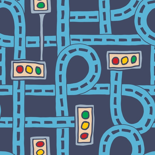 TRAFFIC JAM Kids Road Map City Lights - Blue