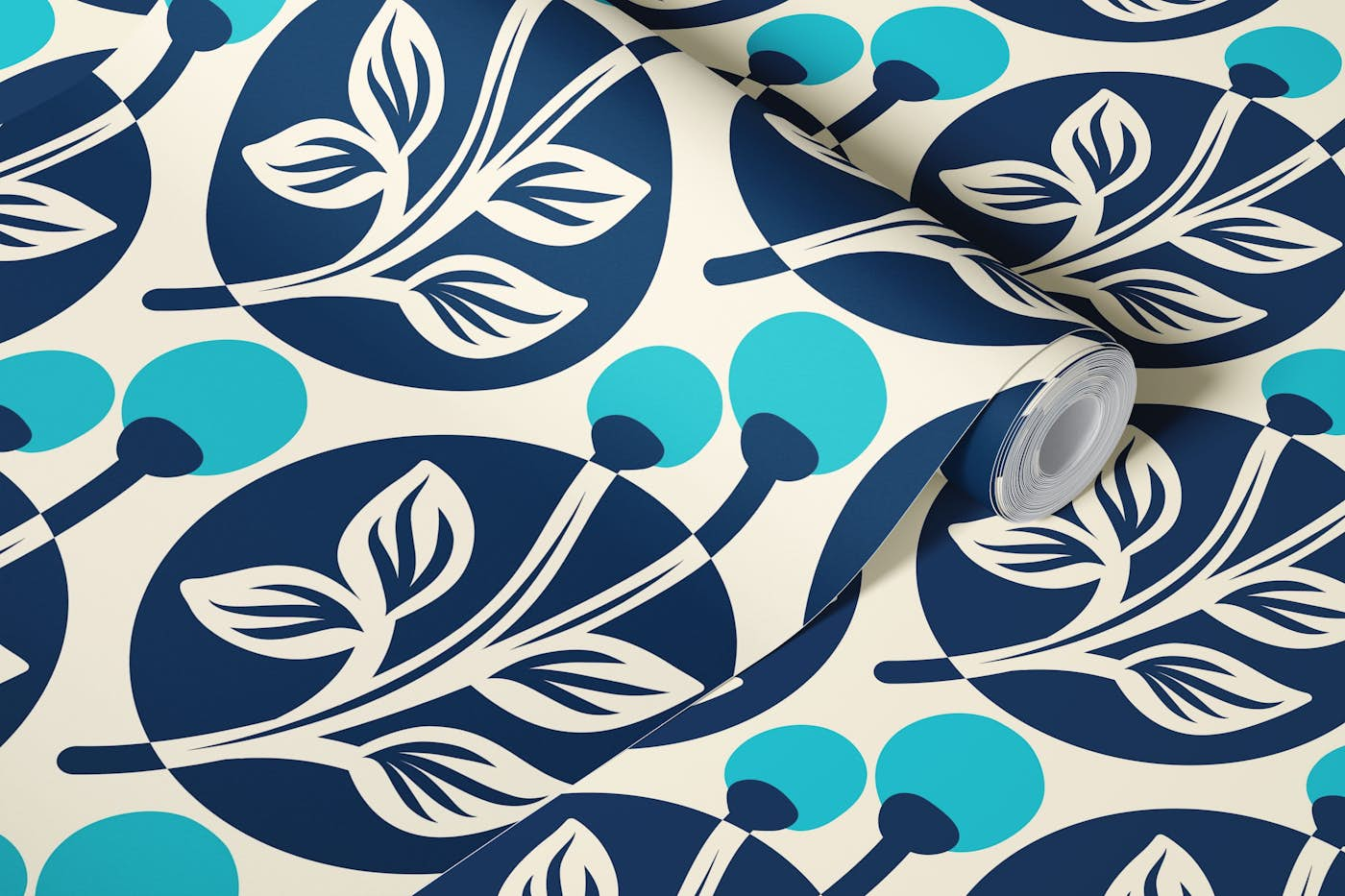 Blue berries pattern / 3036 B wallpaper roll