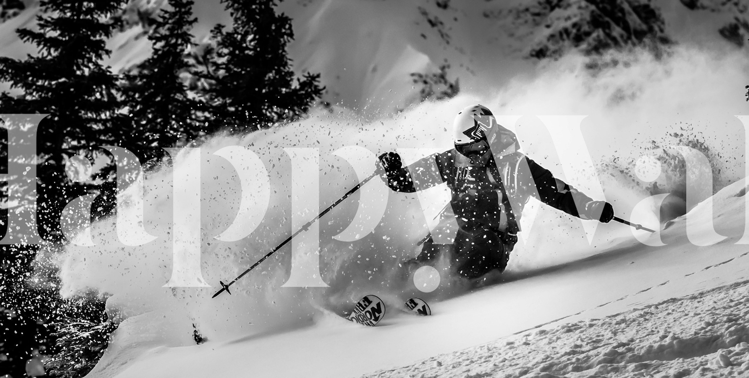 Skier making first tracks in fresh snow wall mural.