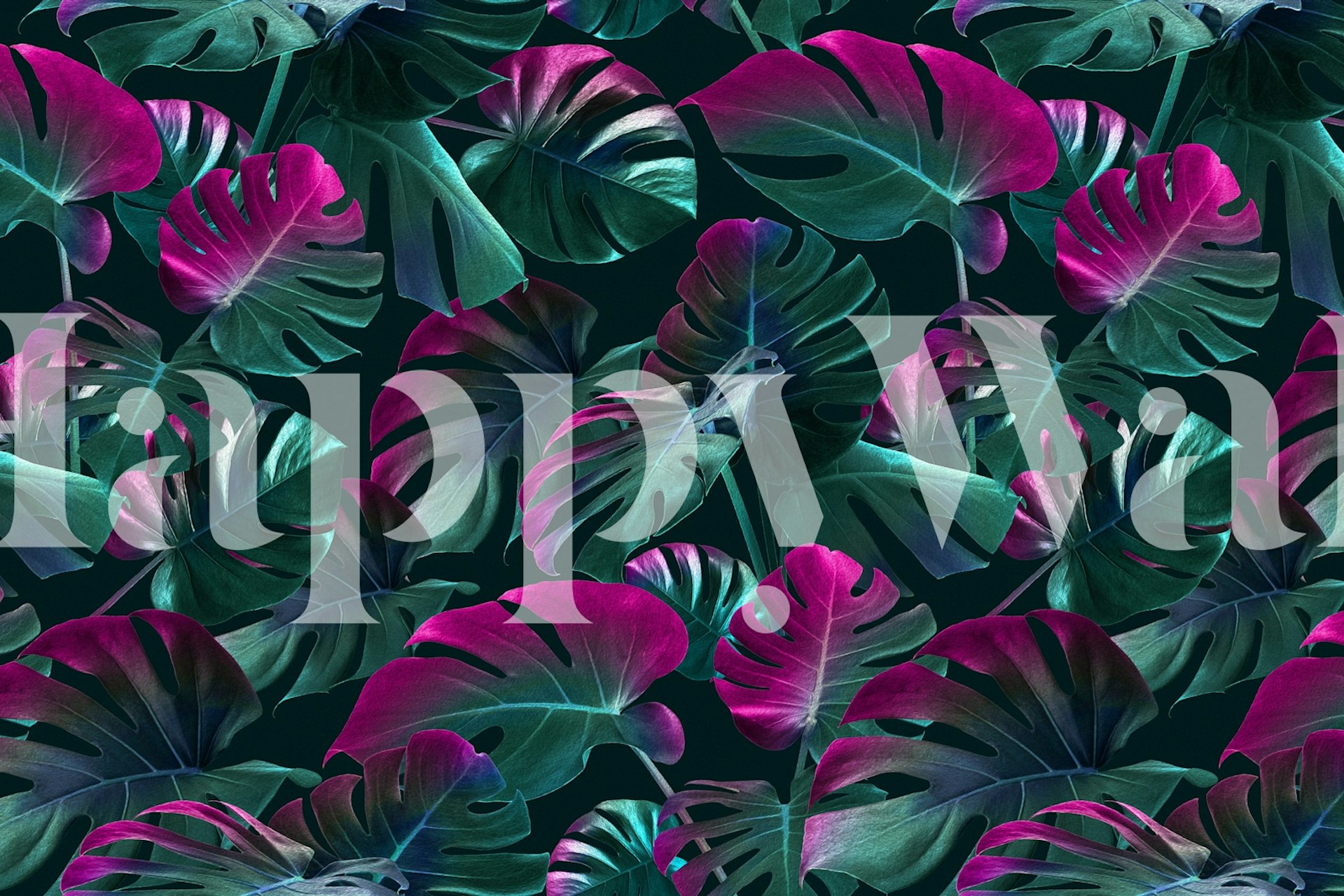 Tropical Monstera Leaf Garden wallpaper in a room