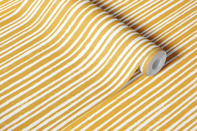 Vertical & Textured Stripes - Mustard Yellowwallpaper roll