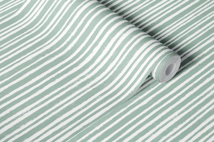 Vertical & Textured Stripes - Stone Greenwallpaper roll