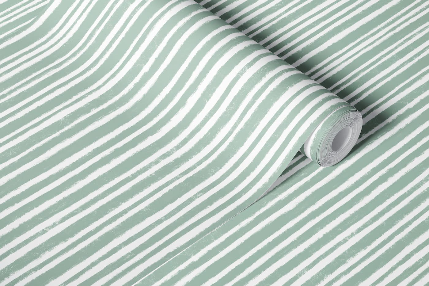 Vertical & Textured Stripes - Stone Green wallpaper roll