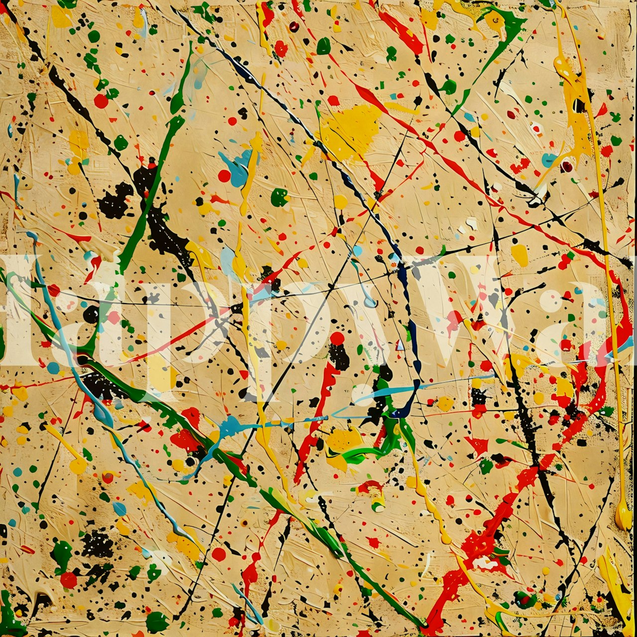 Abstrakt expressionistiskt inspirerad tapet med färgglada färgstänk