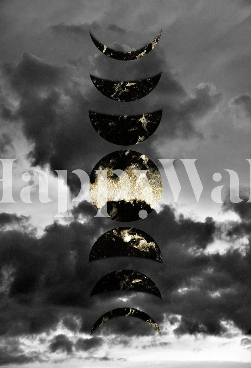 Mystical Moon Phases wallpaper in a room