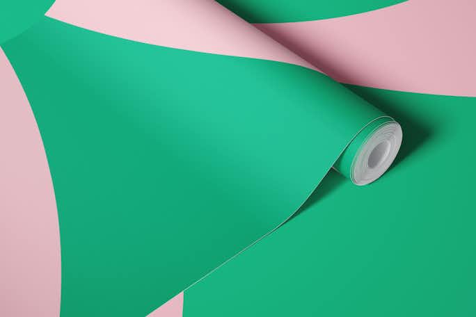 Mid Century Modern Bauhaus Green Pink Geowallpaper roll