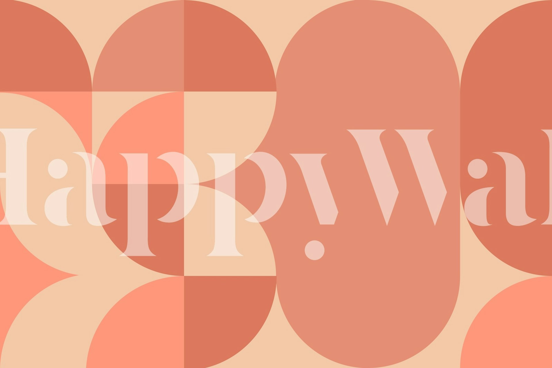 Mid Century Modern Bauhaus inspired abstract geometric wall mural in beige and blush tones