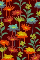 GARDEN MEADOW Retro Floral Warm Sunset Colors papiers peint