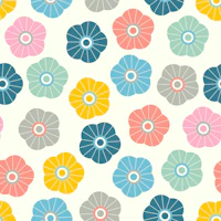 SPRING DAISIES Fresh Floral - Pastel on Cream wallpaper