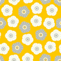 SPRING DAISIES Fresh Floral - Gray on Yellow wallpaper