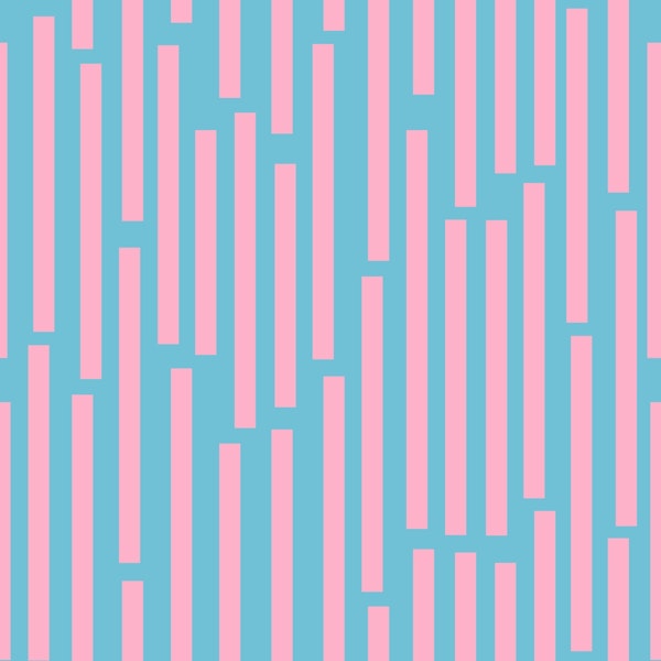 SHOWERS Vertical Geo Stripes - Pink on Blue