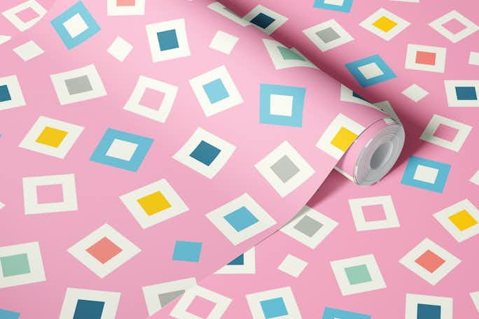 TINKLE Abstract Geometric Square Toss Pinkwallpaper roll