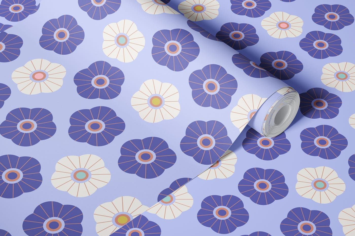 SPRING DAISIES Fresh Floral - Lavender Purple wallpaper roll