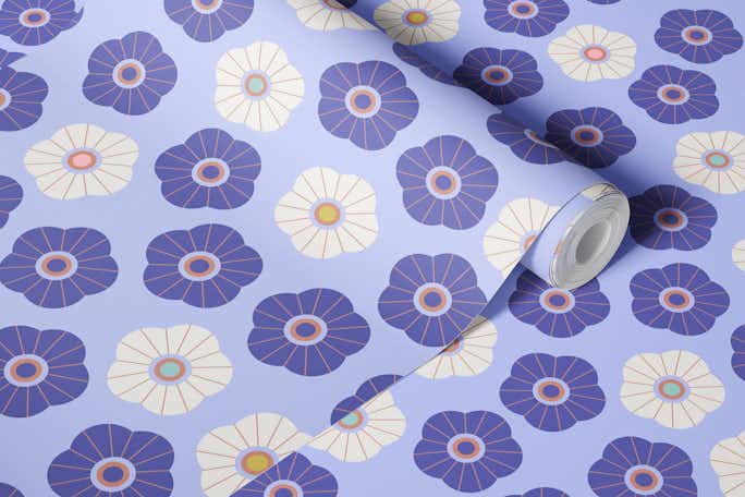 SPRING DAISIES Fresh Floral - Lavender Purplewallpaper roll