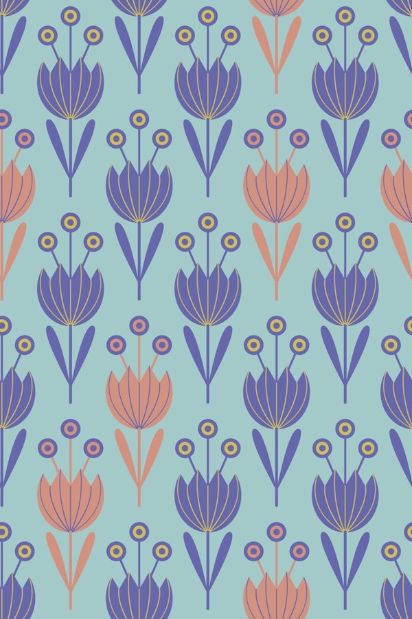 SPRING TULIPS Fresh Floral - Mint Green